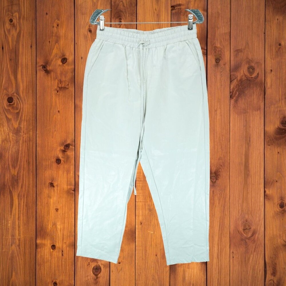 NWT‎ Lotus Eaters Women's Provider Off-White Pants 100% PU Sz M Elastic Waist